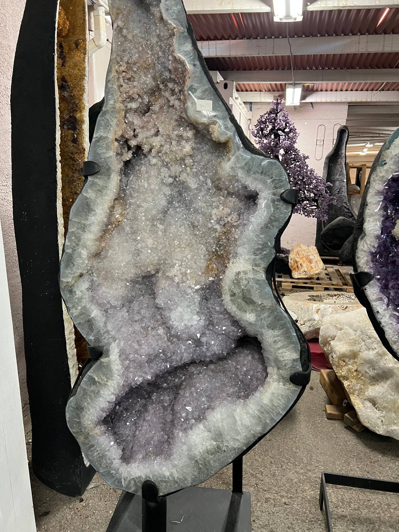 Large Amethyst cluster on stand – view 3