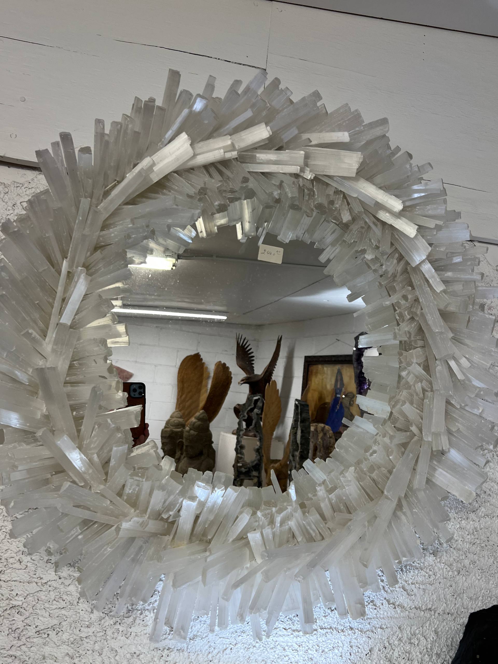 Selenite wall mirror beautiful round shaped – view 3