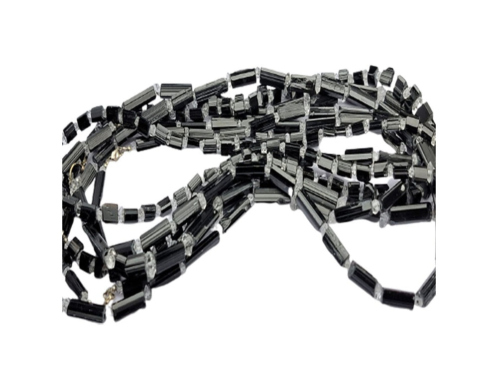 BlackTourmaline with Herkimer Diamond Beads