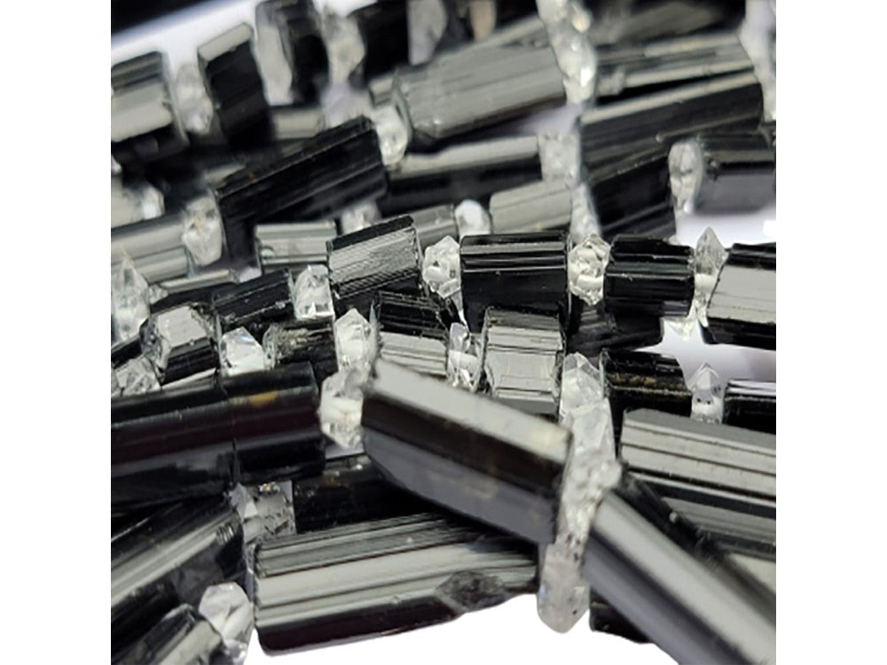 Black Tourmaline with Herkimer Diamond Beads