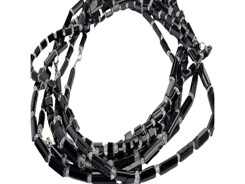 Black Tourmaline with Herkimer Diamond Beads