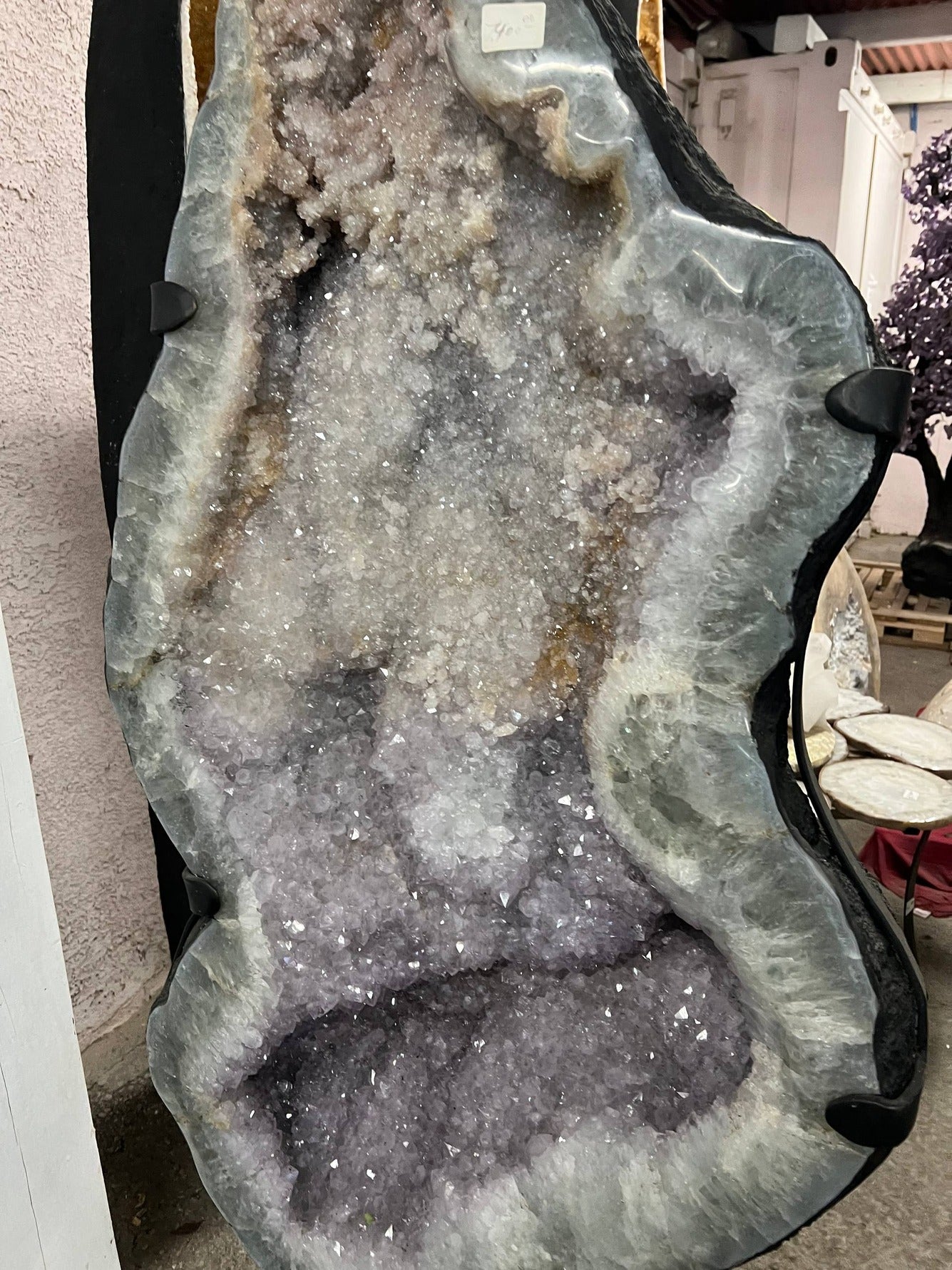 Large Amethyst cluster on stand – view 1