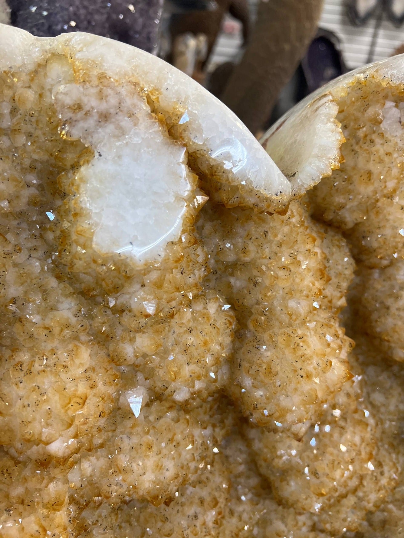 Citrine heart-shaped druzy geode – view 3
