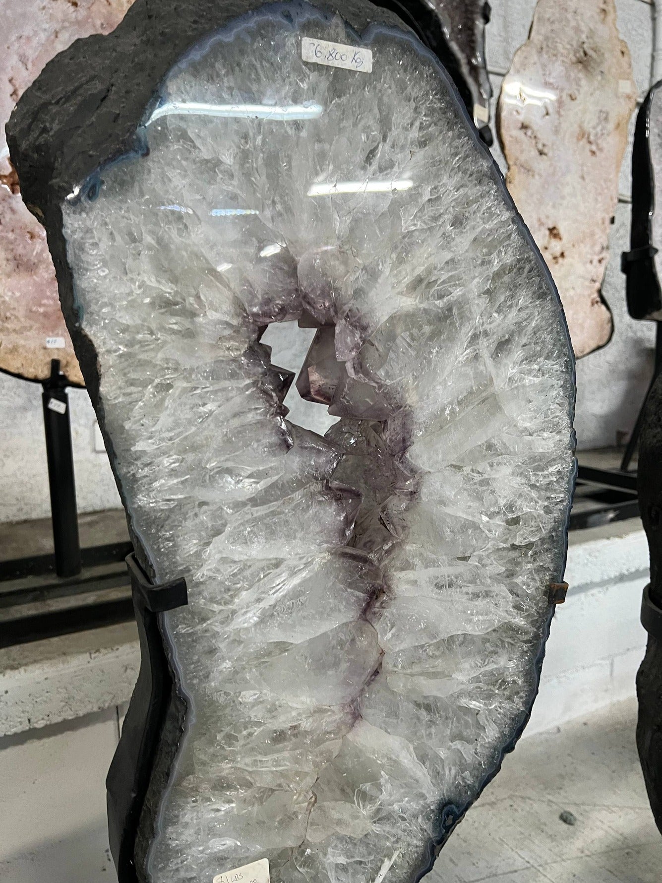 Amethyst Geode Slab on Stand – full face