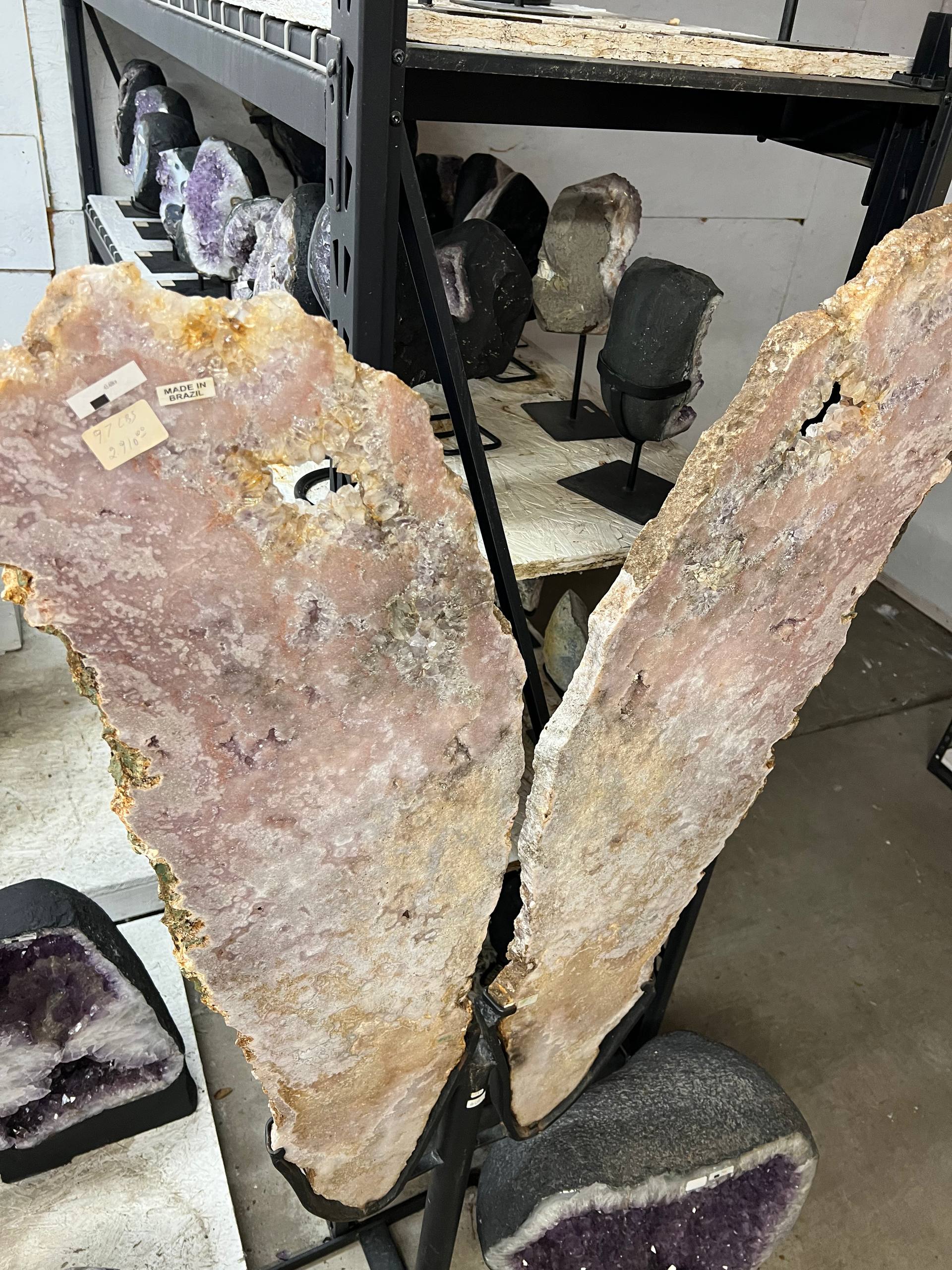 Rose amethyst wings on stand – view 3
