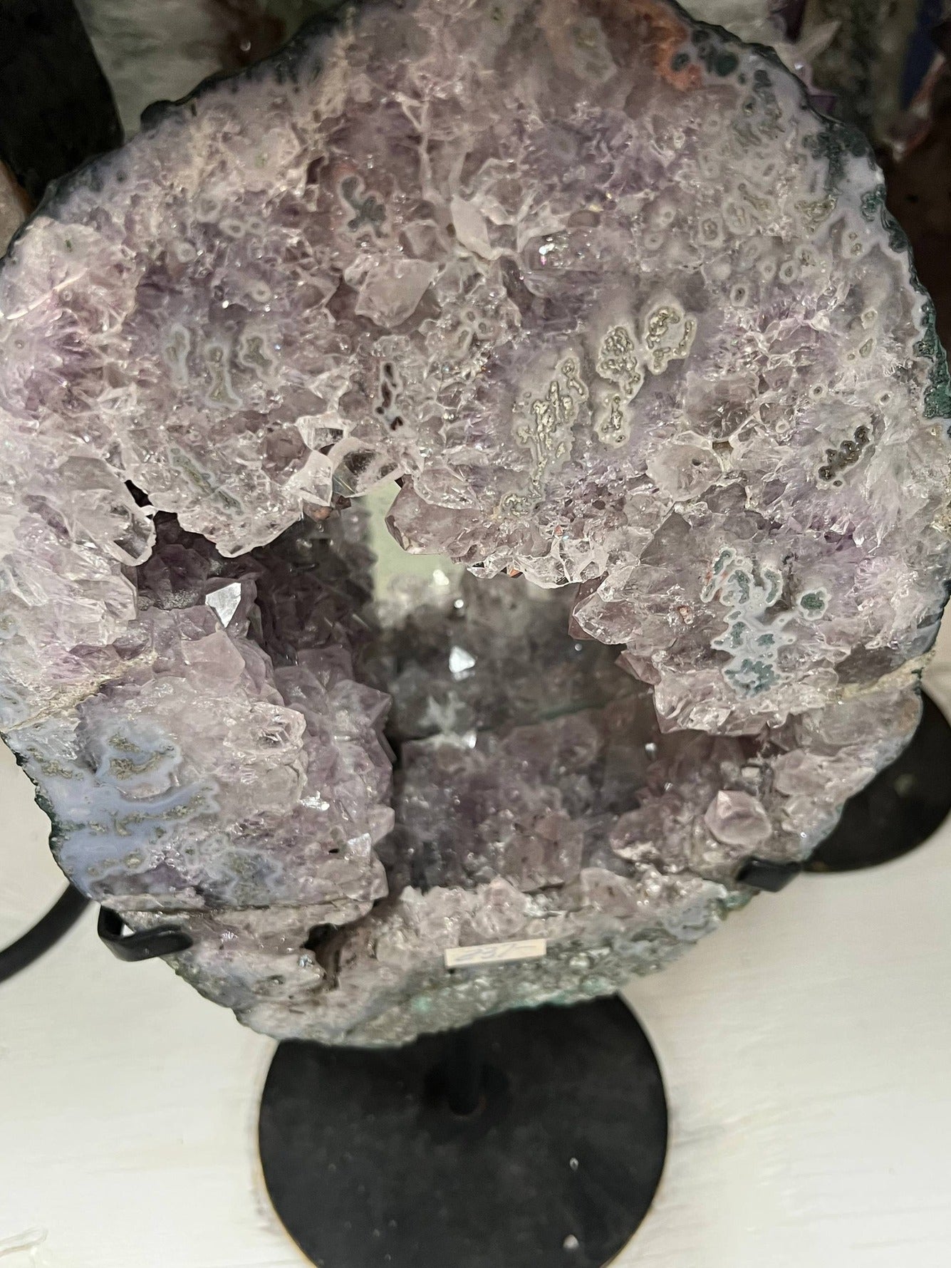 Amethyst Geode Mirror on Stand – view 2