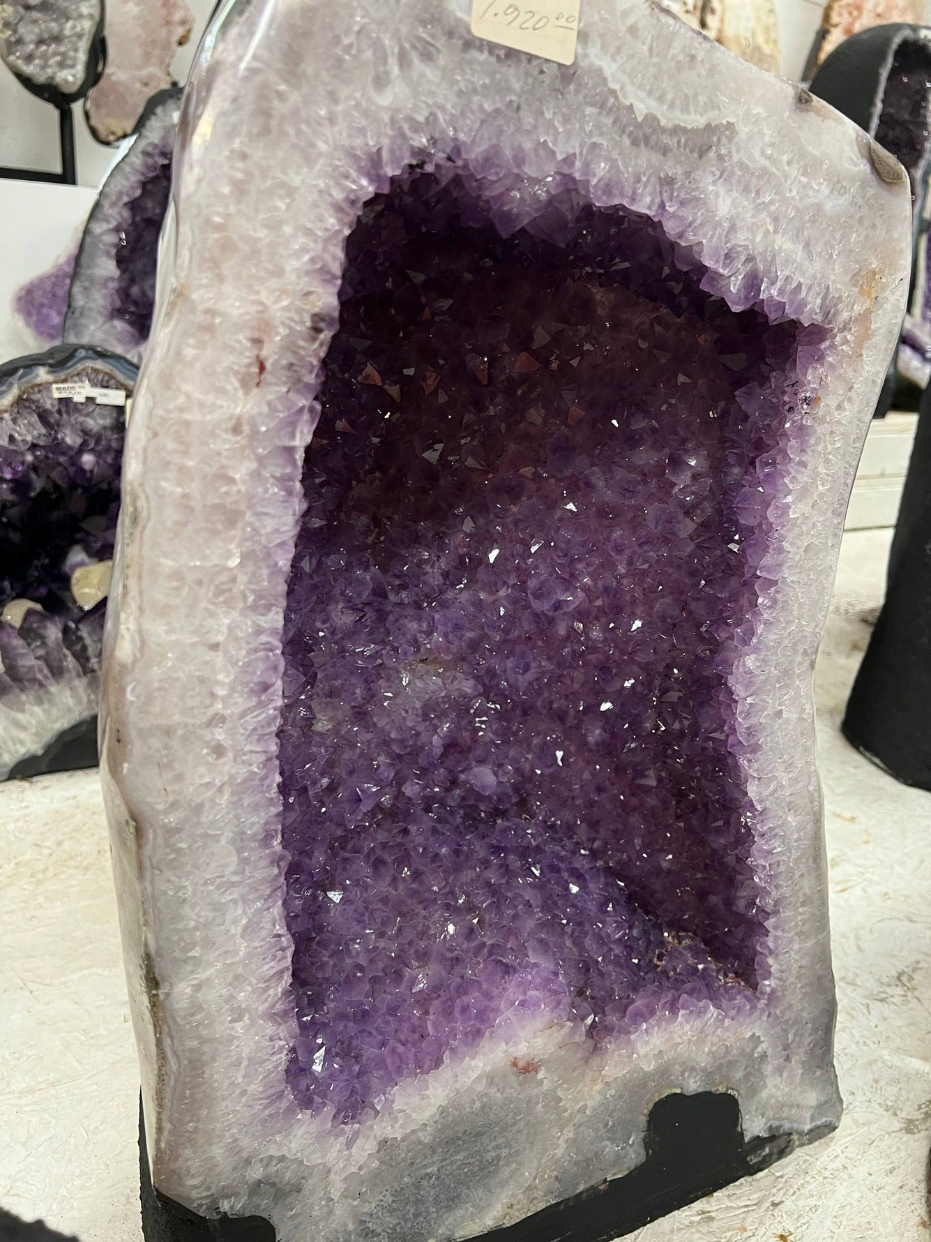 Amethyst cluster geode light shining colors – view 4