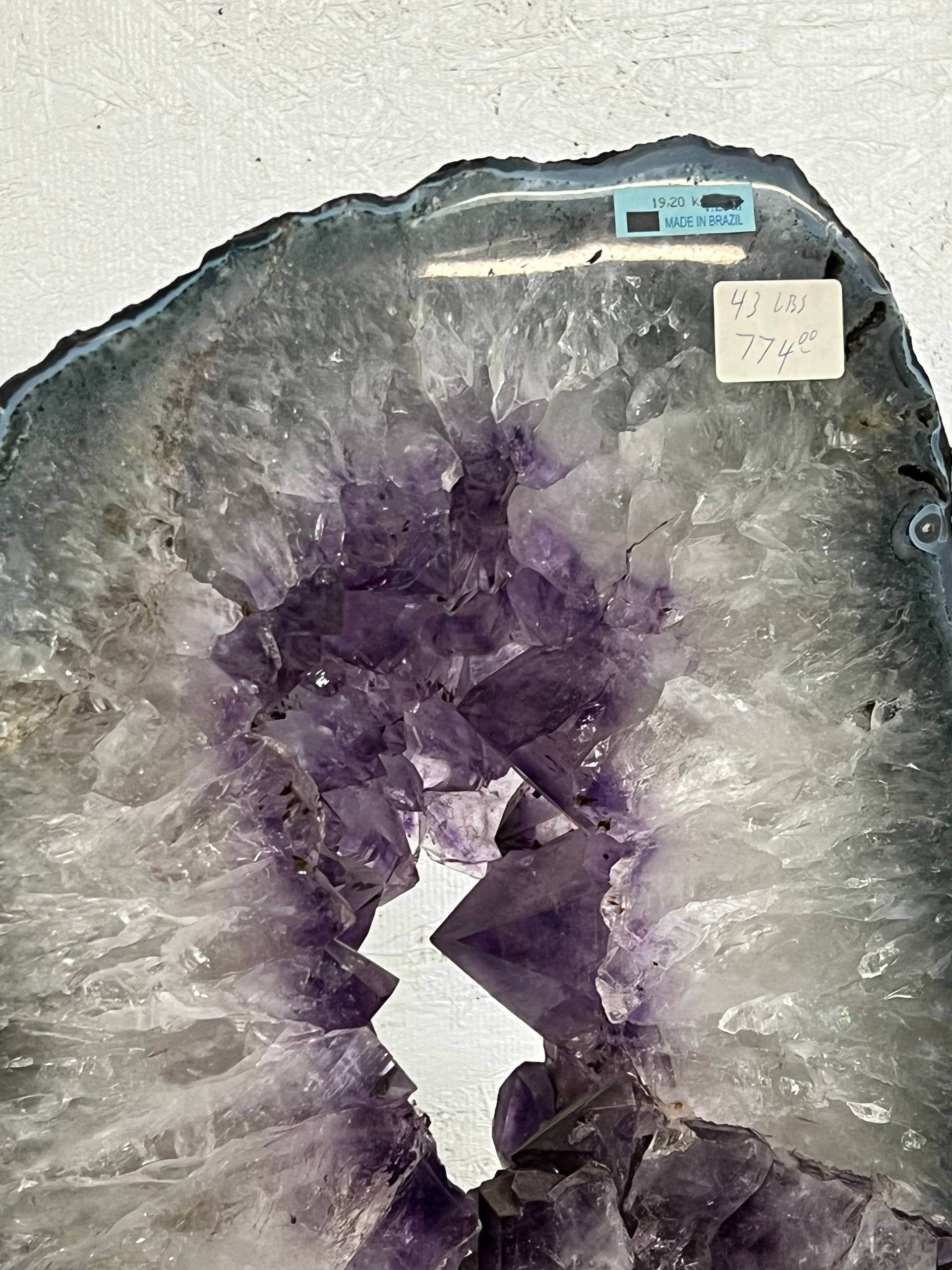 Amethyst geode cut piece on stand – view 8