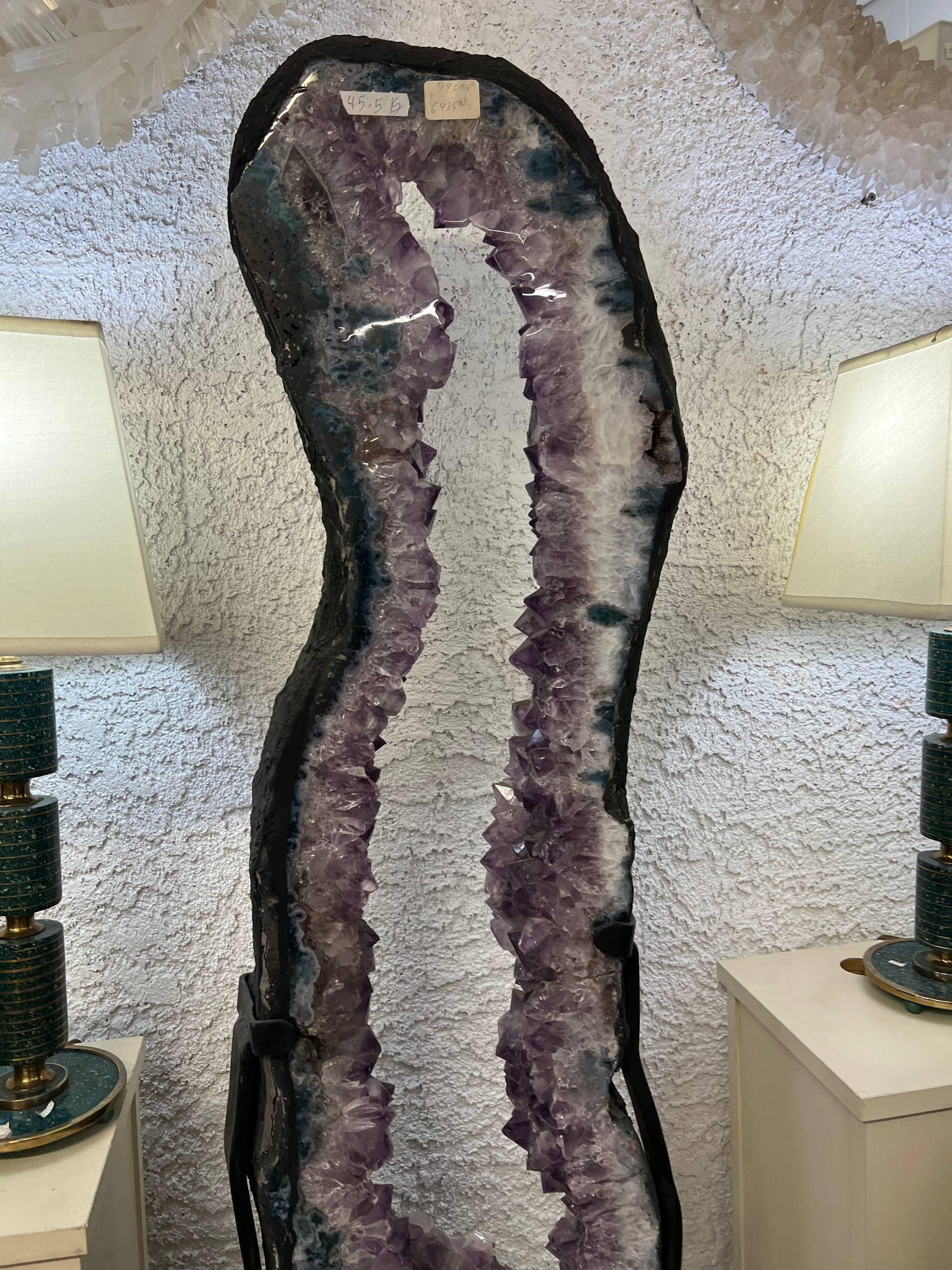 Amethyst Geode large slab tall on stands – view 12