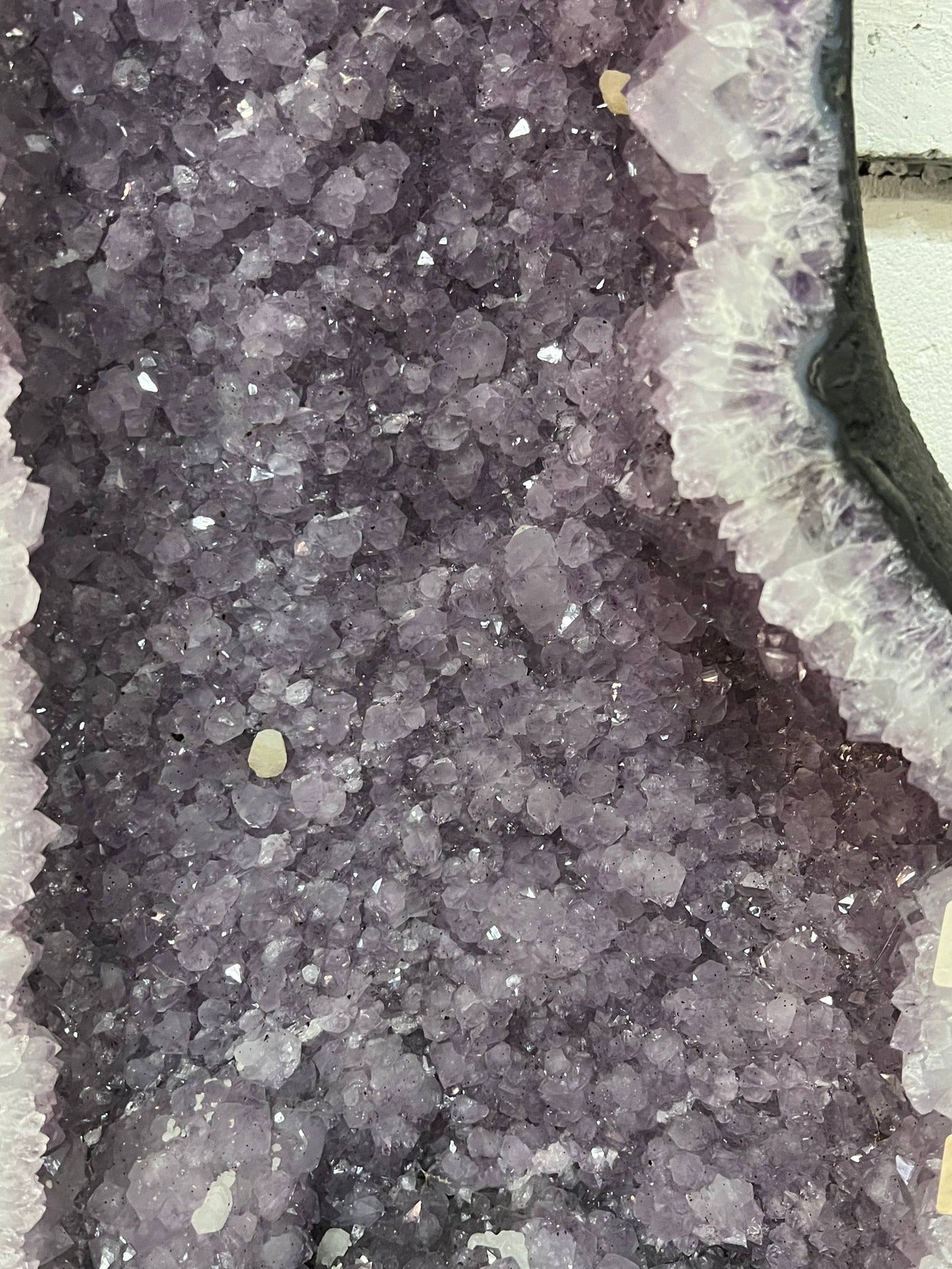 Tall Amethyst Tower Geode Cathedral – crystal surface macro