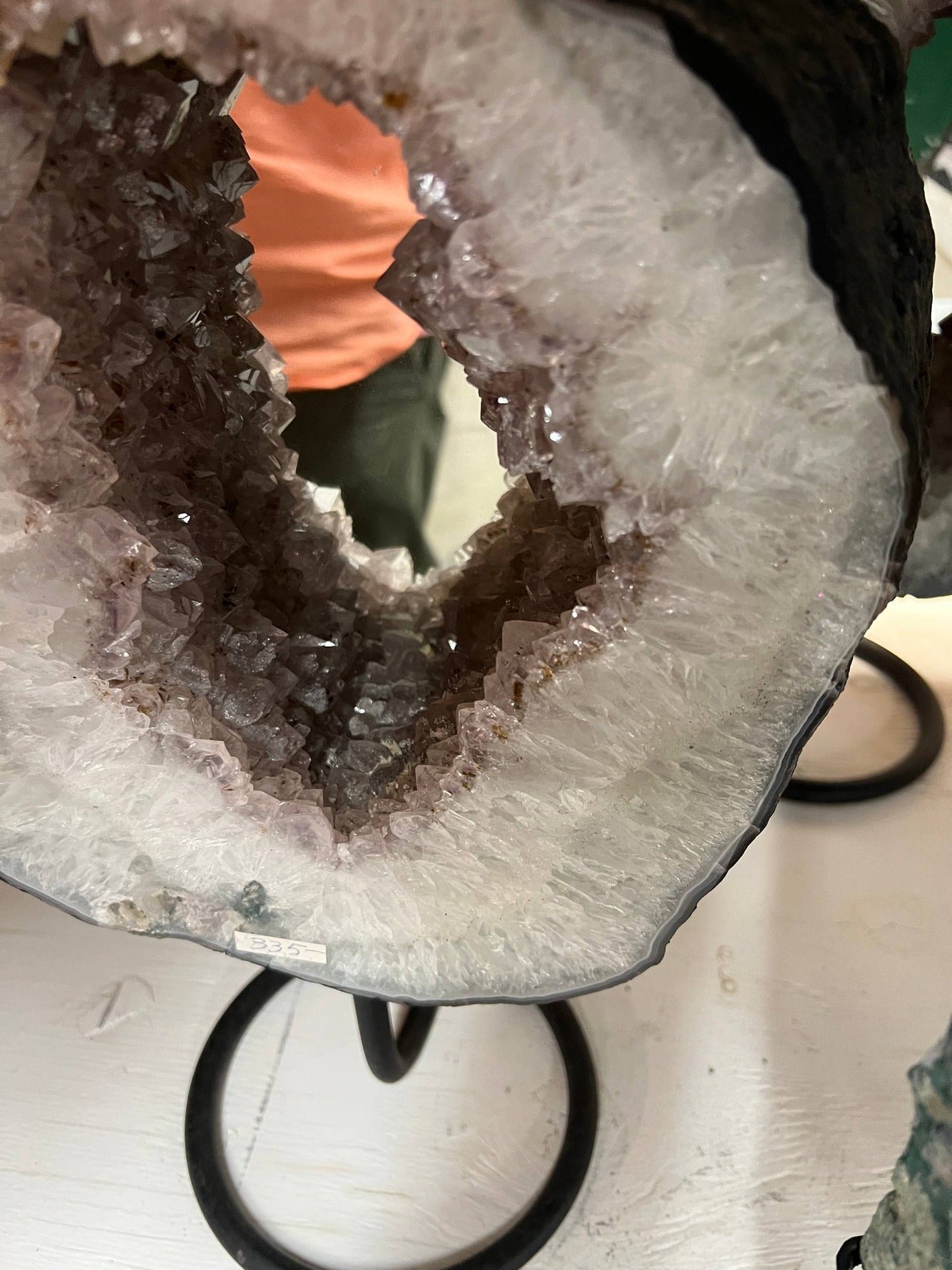 Amethyst Geode stand with face mirror on stands – view 4