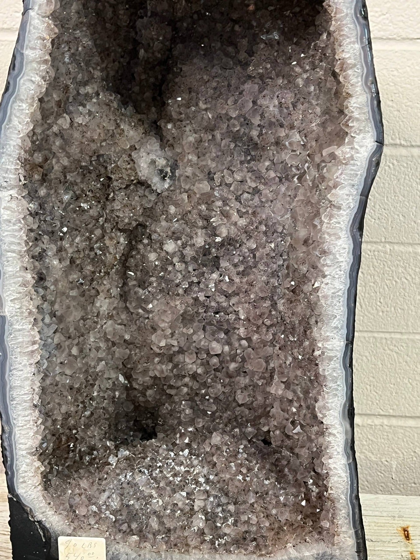 Amethyst geode with large calcite – view 2