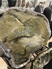 Amethyst geode with green botryoidal formation – view 1