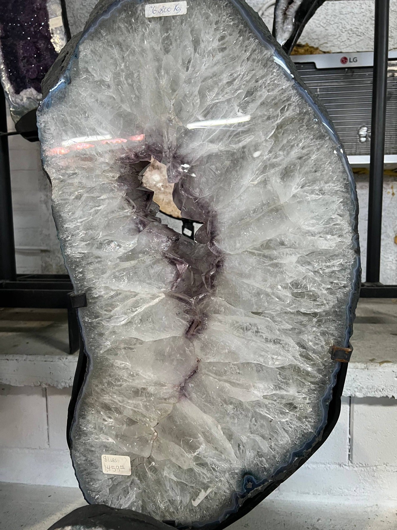 Amethyst Geode Slab on Stand – front view