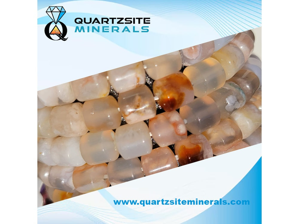 Flower Agate Tube Beads Bracelet