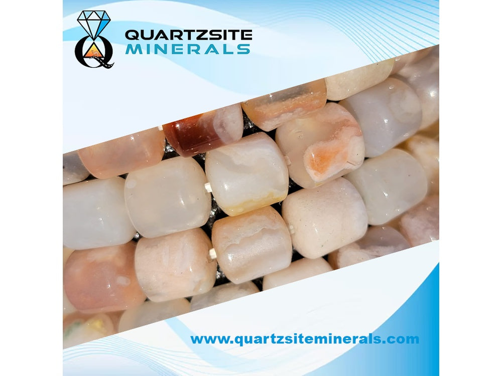 Flower Agate Tube Beads Bracelet