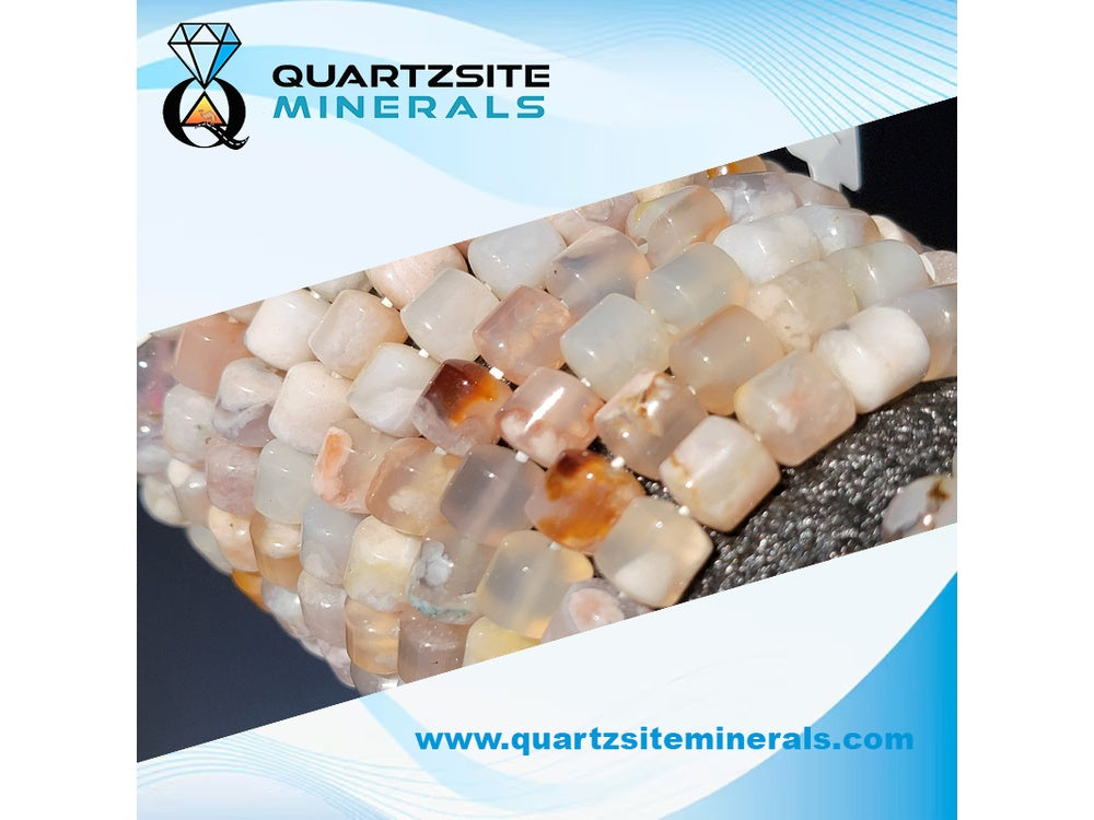 Flower Agate Tube Beads Bracelet