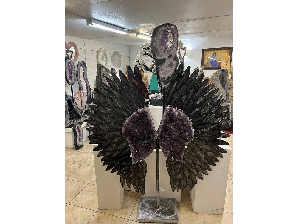 Giant amethyst angel wings geode — dramatic full spread