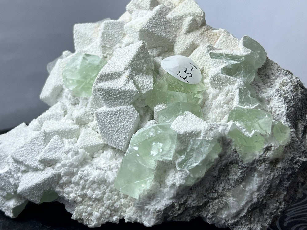 Green fluorite on druzy quartz matrix (Code F5-1)