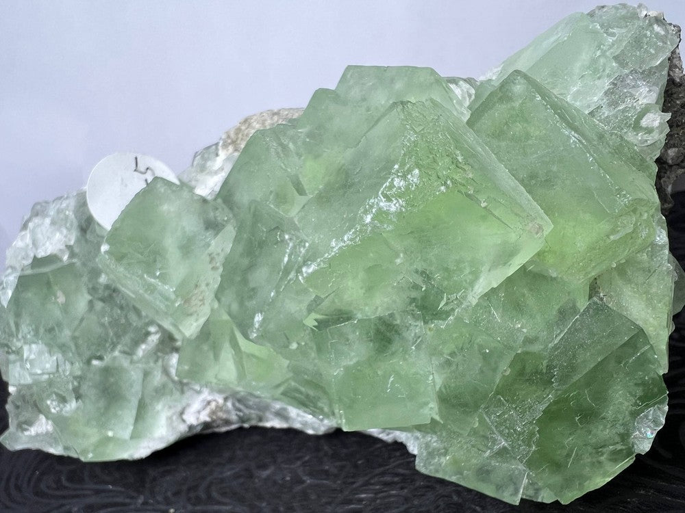 Green fluorite on druzy quartz matrix (Code F5-1)