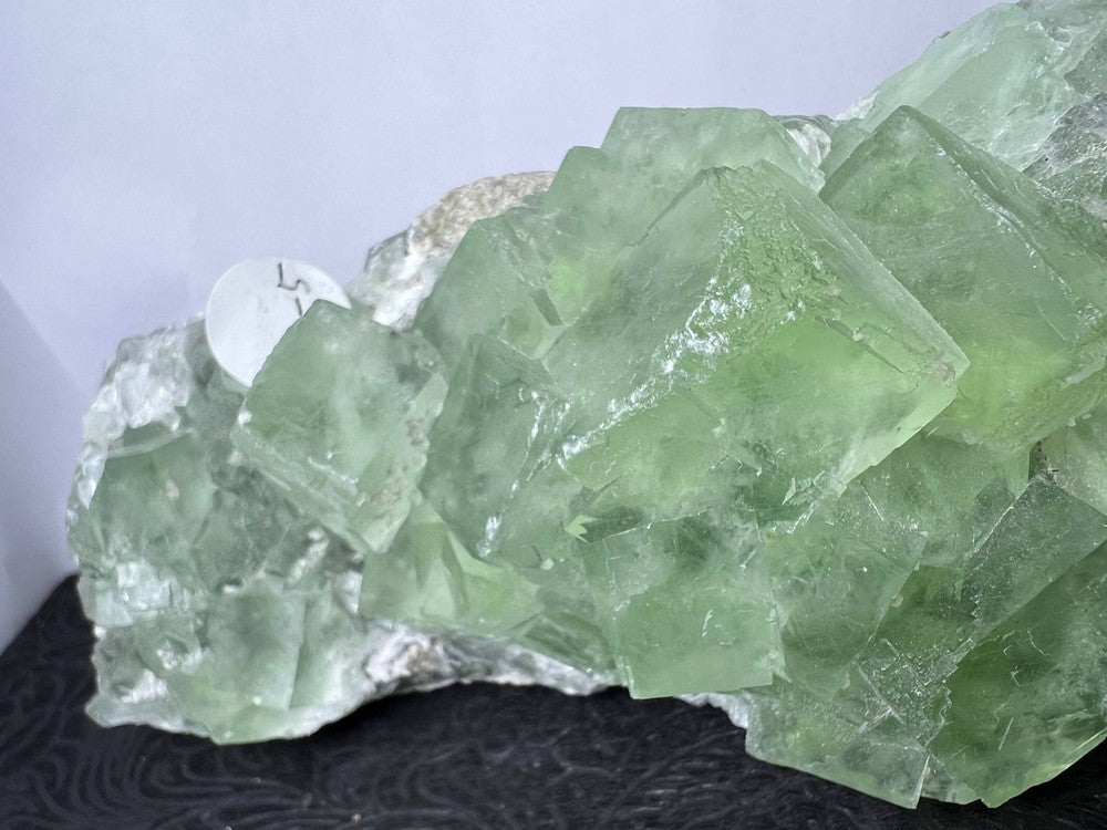 Green fluorite on druzy quartz matrix (Code F5-1)