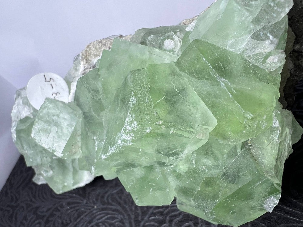 Green fluorite on druzy quartz matrix (Code F5-1)