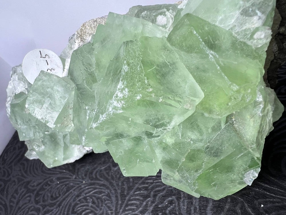 Green fluorite on druzy quartz matrix (Code F5-1)