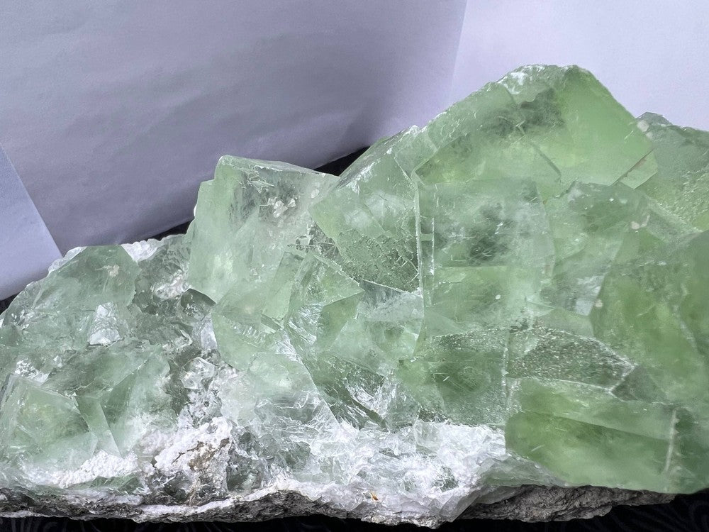 Green fluorite on druzy quartz matrix (Code F5-1)