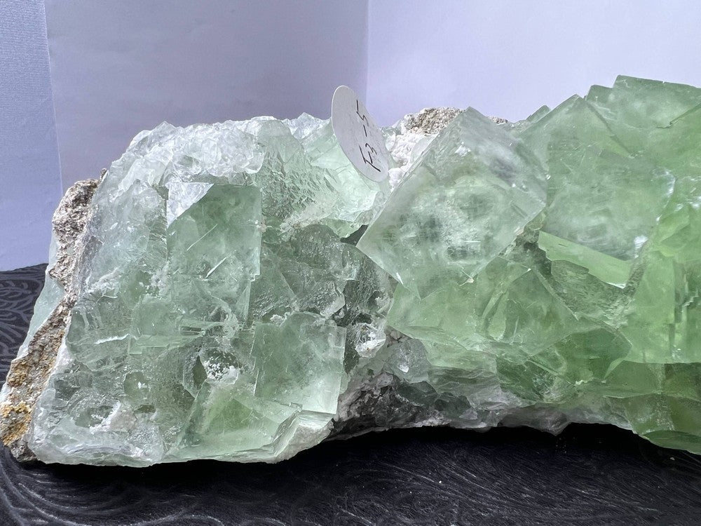 Green fluorite on druzy quartz matrix (Code F5-1)