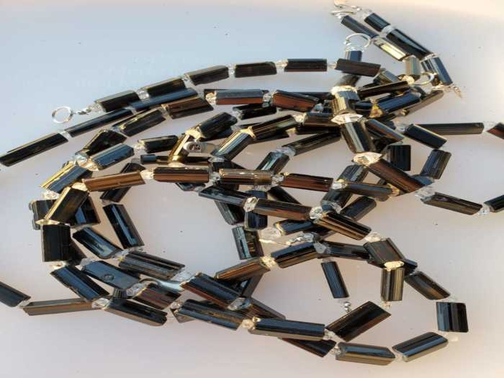 Black Tourmaline with Herkimer Diamond Quartz Beads