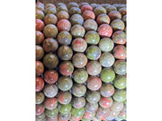 Mookite Jasper bracelet beads close-up showing green and pink natural patterns