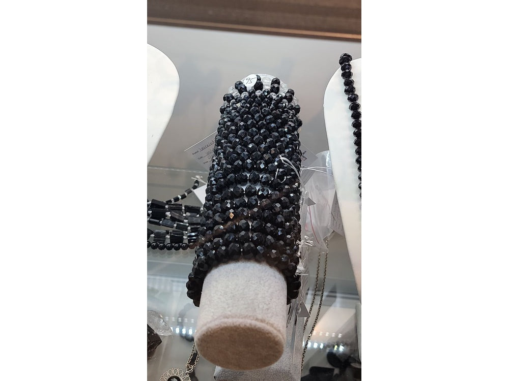 Black tourmaline natural faceted beads bracelets