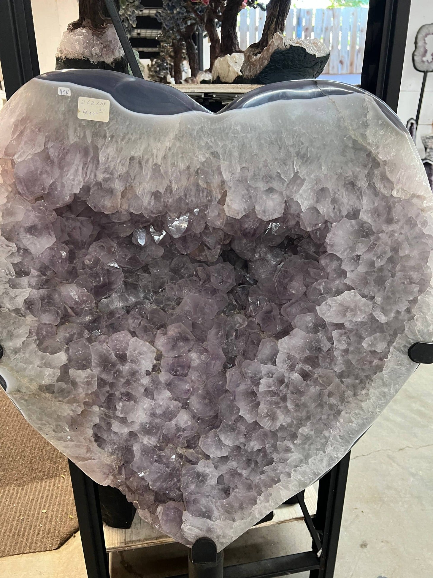 Amethyst Heart Geode — close-up crystal detail, 262 LBS