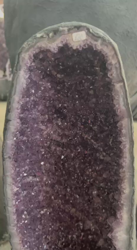 Load video: Large Amethyst Geode Cathedral on Stand