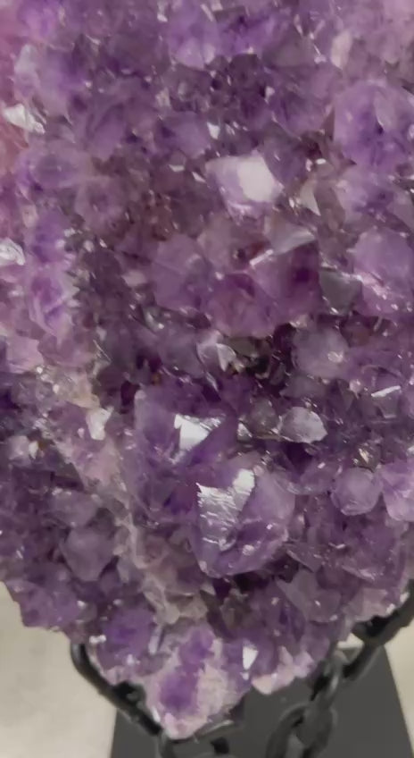 Load video: Amethyst cluster with chain stand