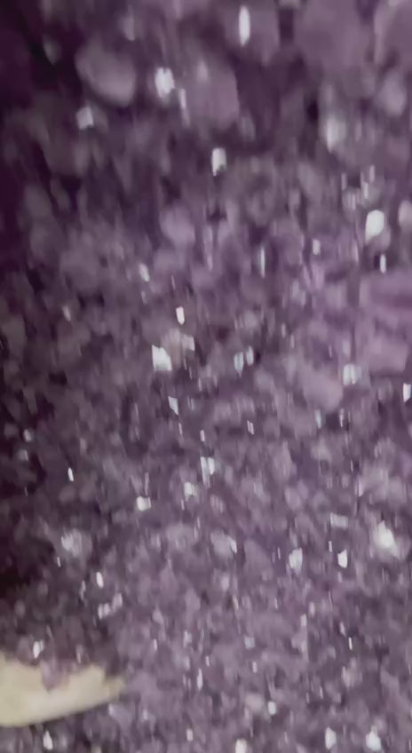Load video: Amethyst best quality wings on stand with calcite – video