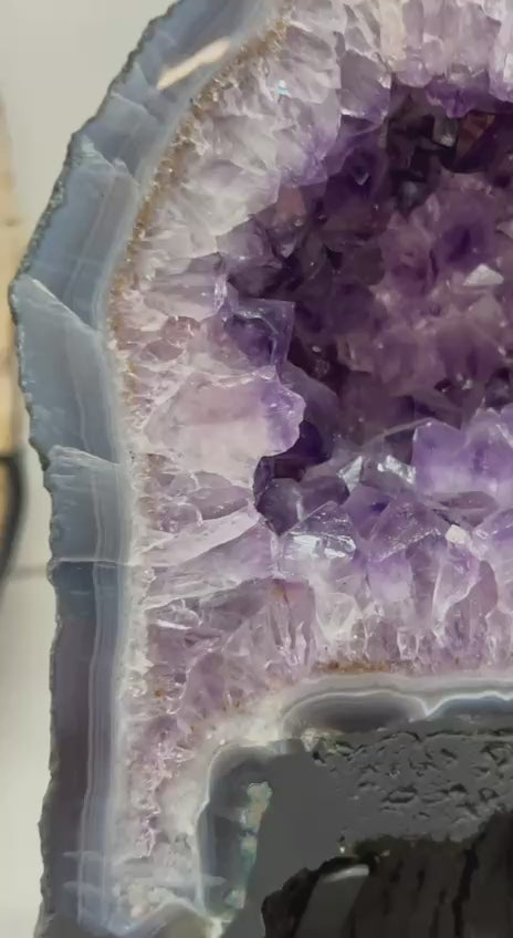 Load video: Beautiful geode on stands for display