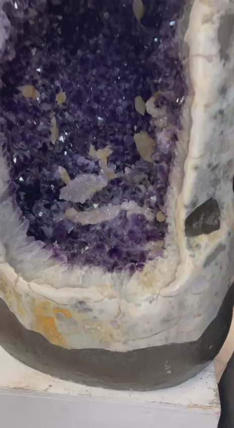 Load video: Amethyst Geode Cathedral with Calcite