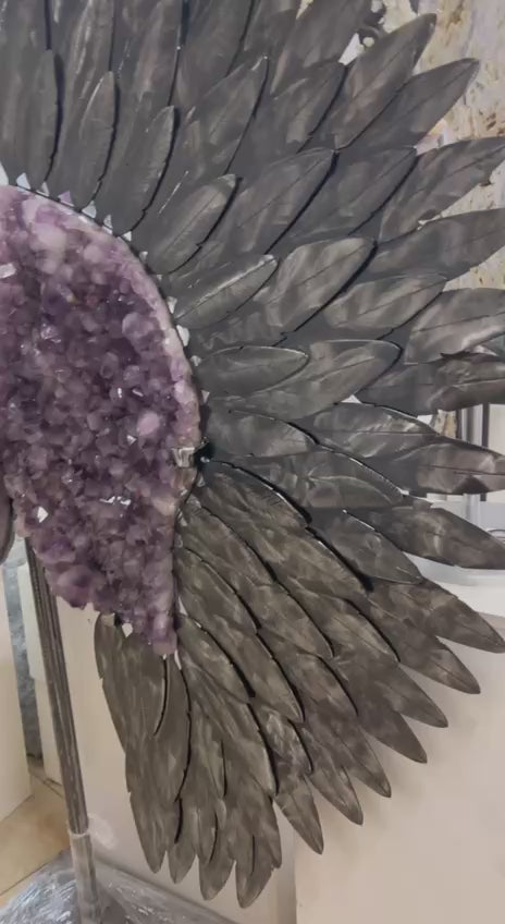 Load video: Giant Amethyst Angel Wings Geode Sculpture
