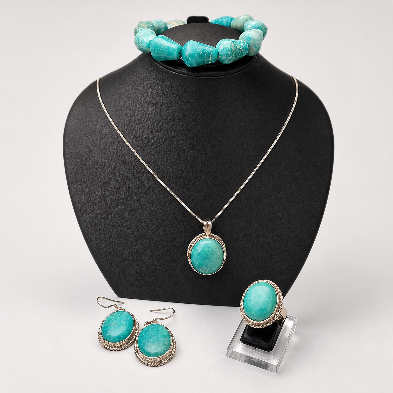 Amzonite Crystal Jewelry Necklace Set