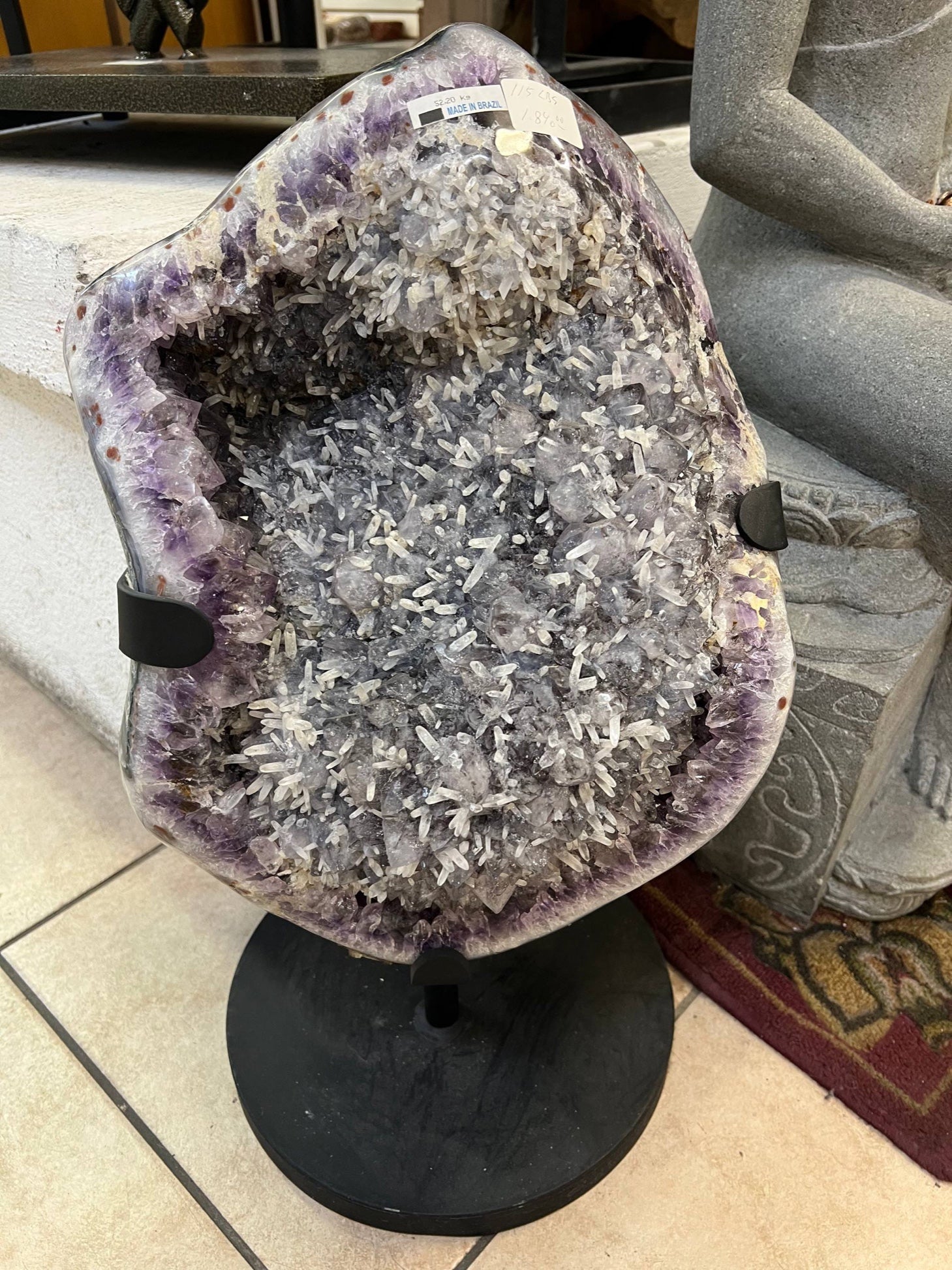 Amethyst Geode with Calcite — Beautiful Specimen on Stand