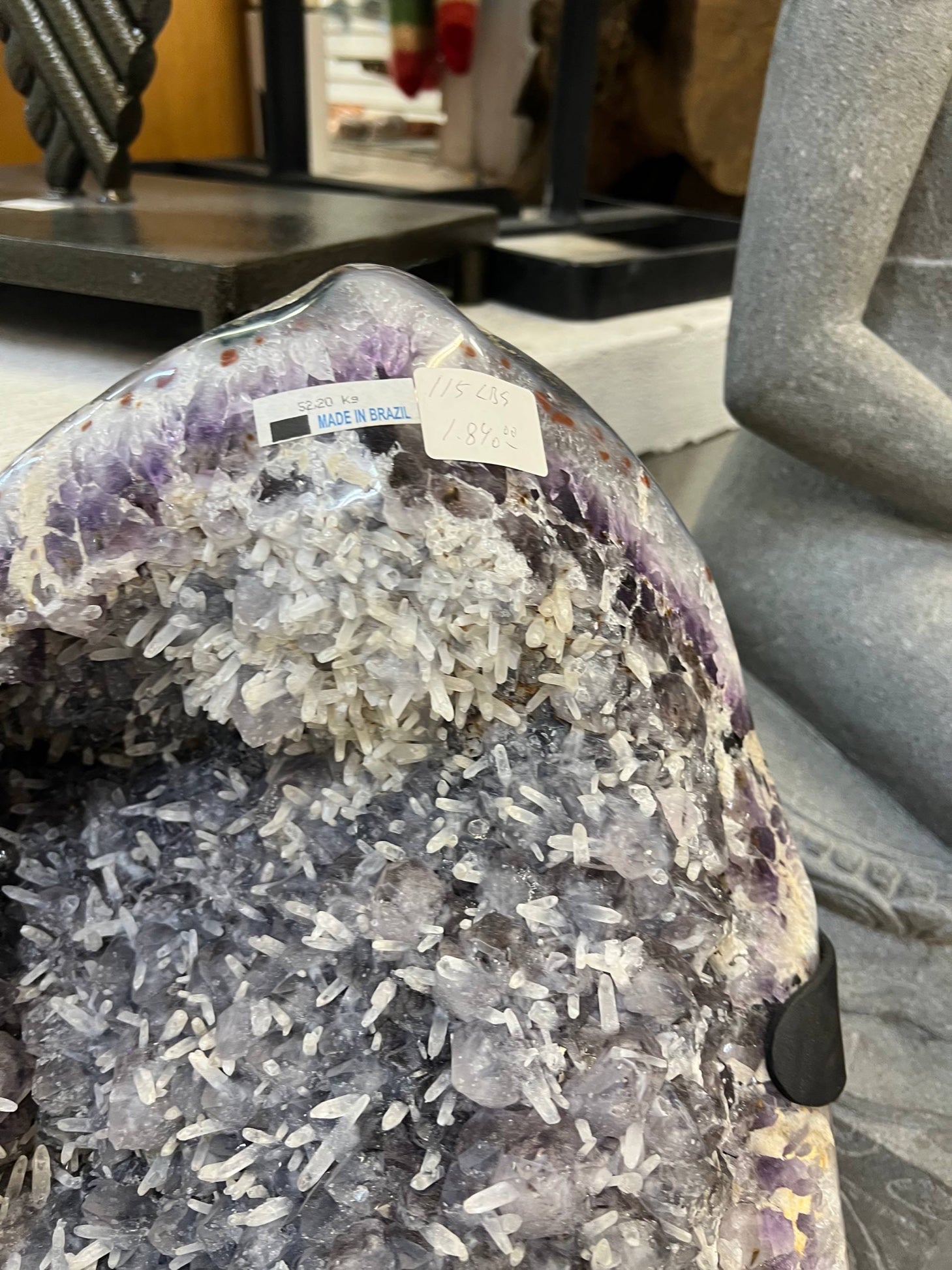 Amethyst Geode with Calcite — Beautiful Specimen on Stand
