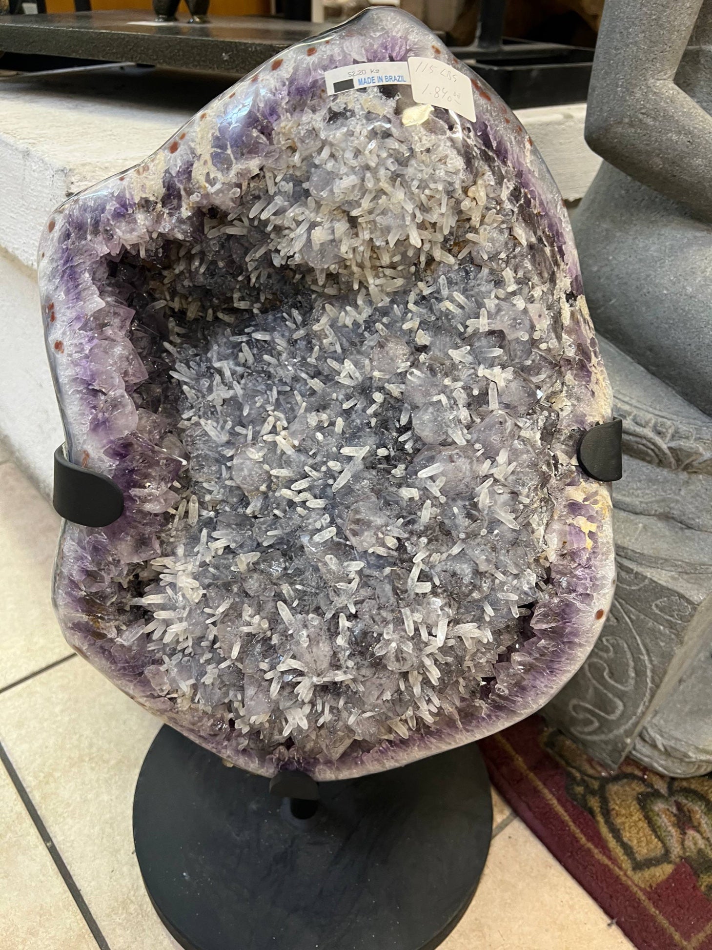 Amethyst Geode with Calcite — Beautiful Specimen on Stand