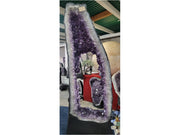 Tall amethyst geode cathedral arch on stand — full front view