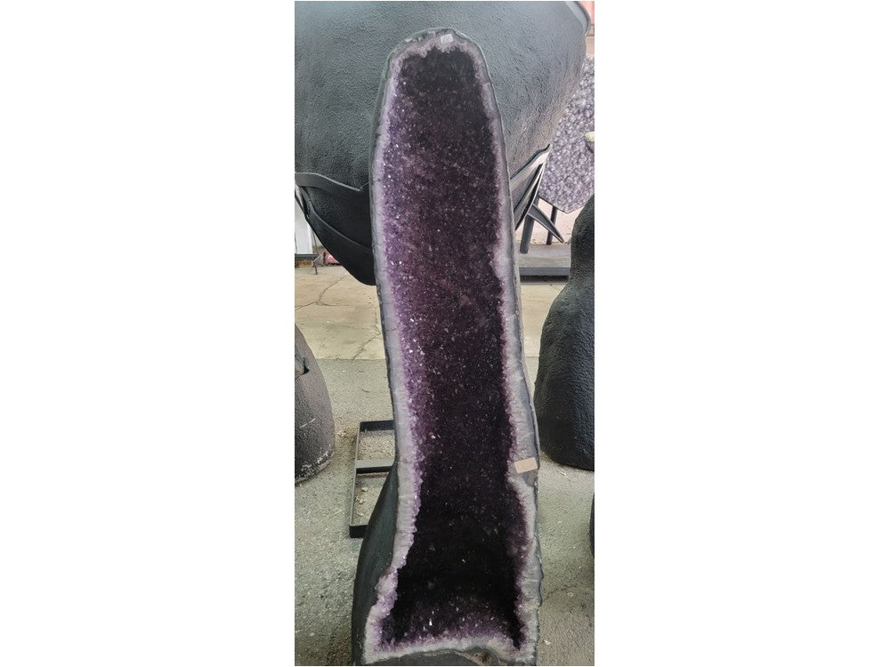 Large amethyst cathedral geode — deep violet crystal interior